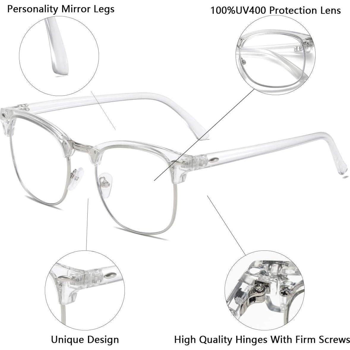 Gafas Vintage Semirimless AISSWZBER Lentes Claros