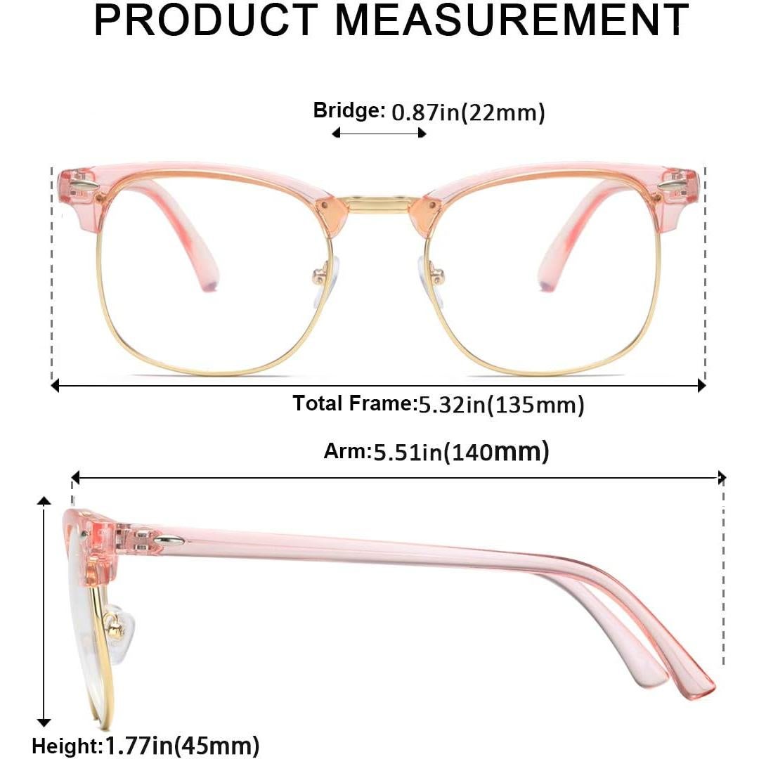 Gafas Semirimless AISSWZBER Vintage Rosa y Dorado