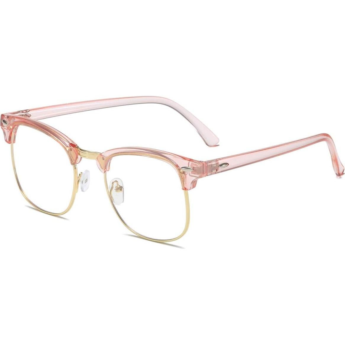Gafas Semirimless AISSWZBER Vintage Rosa y Dorado