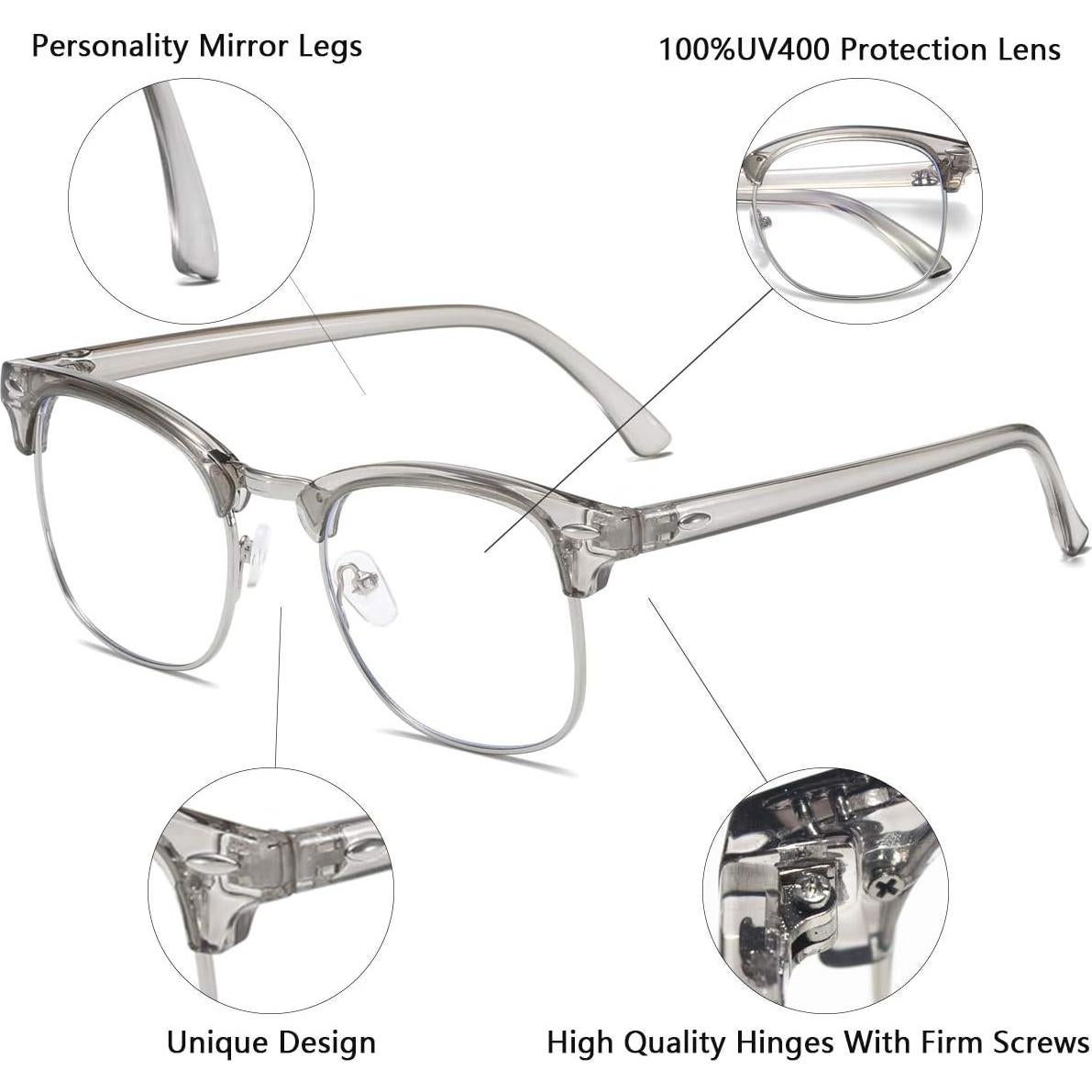 Gafas Semirimless AISSWZBER Vintage Lente Claro 50mm