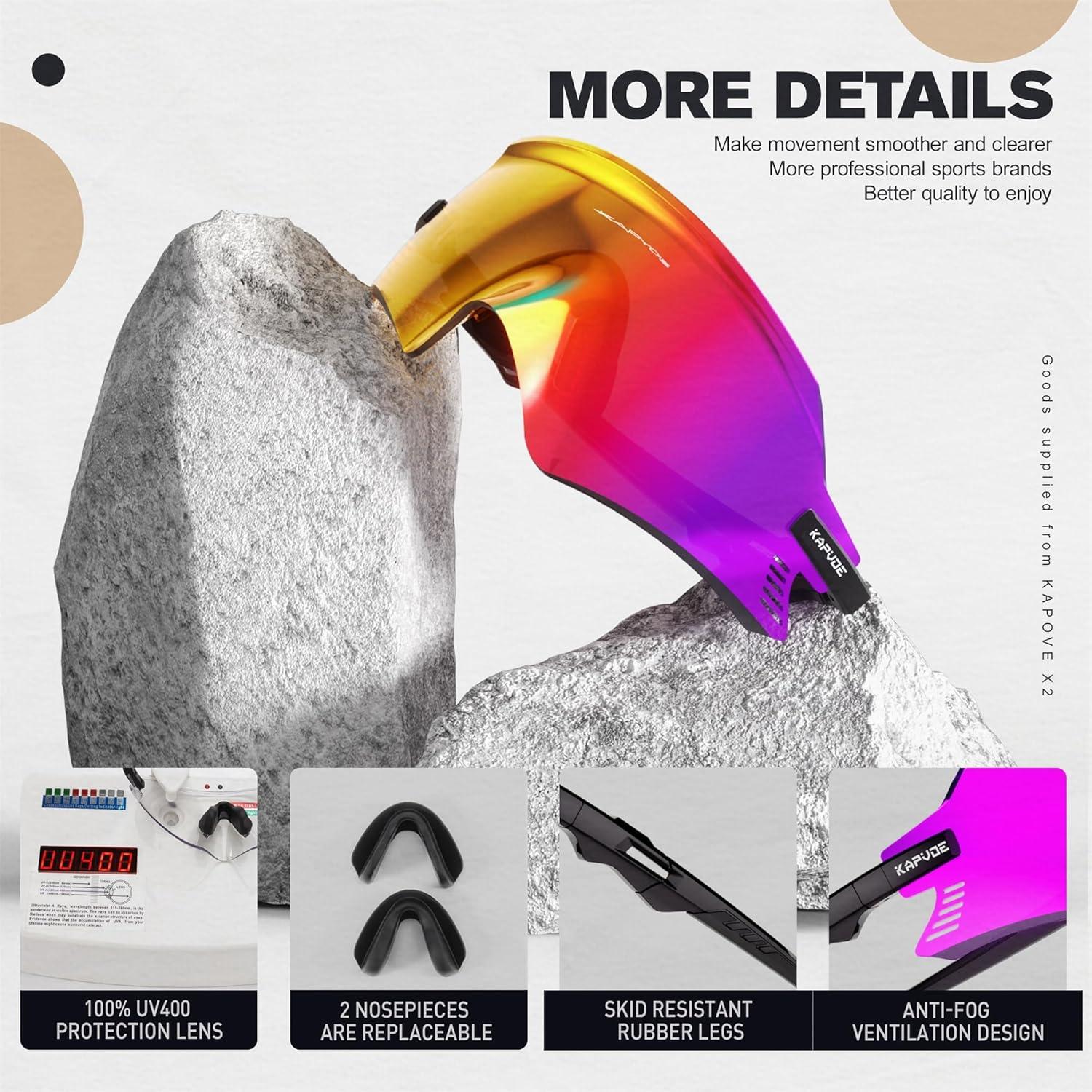 Gafas de Ciclismo KAPVOE K2 UV400 para MTB y Triatlón