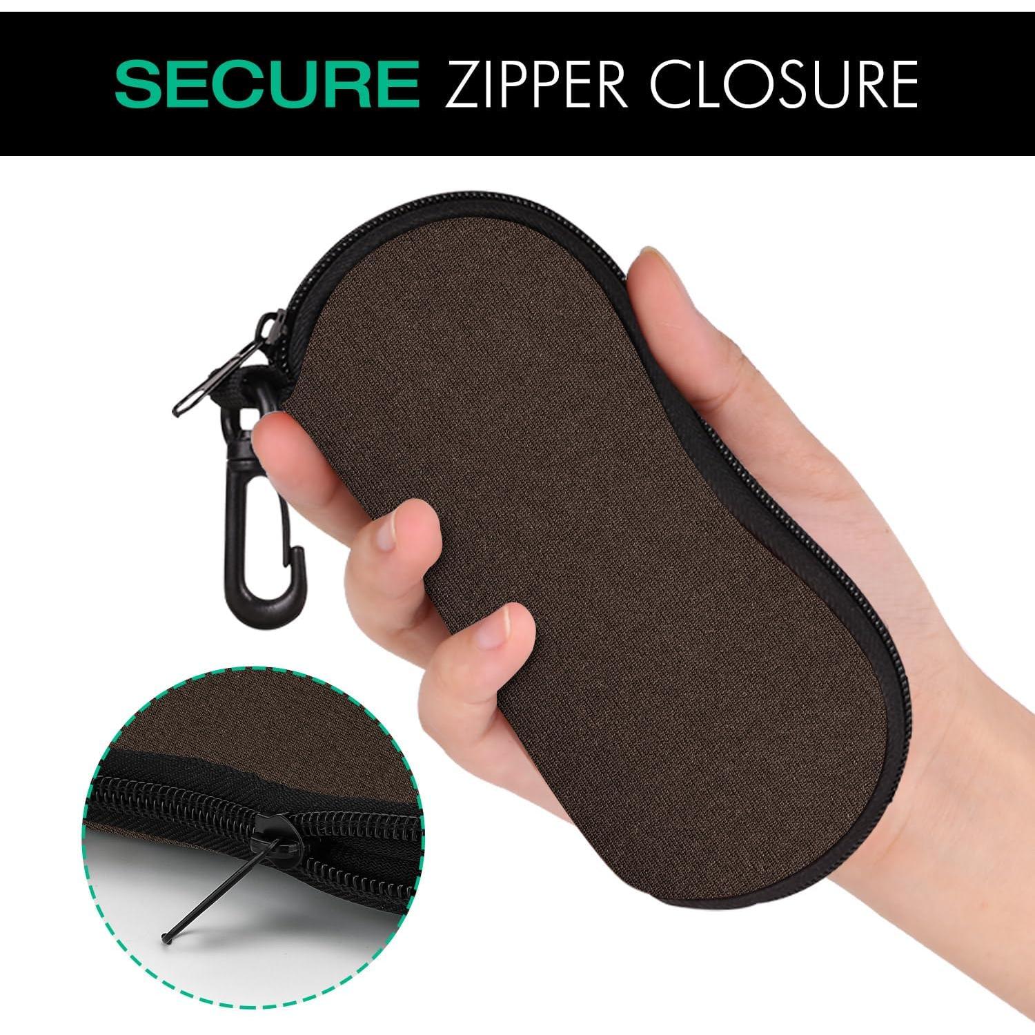 Funda de Gafas MoKo Neopreno Cremallera Marrón Espaciosa