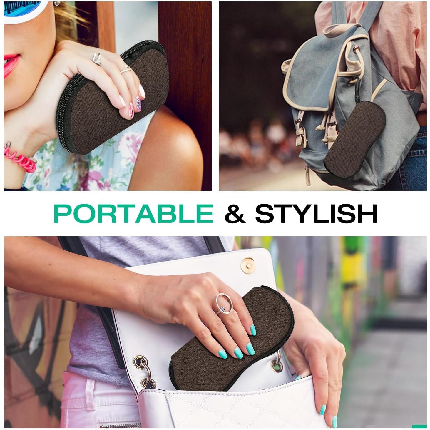 Funda de Gafas MoKo Neopreno Cremallera Marrón Espaciosa