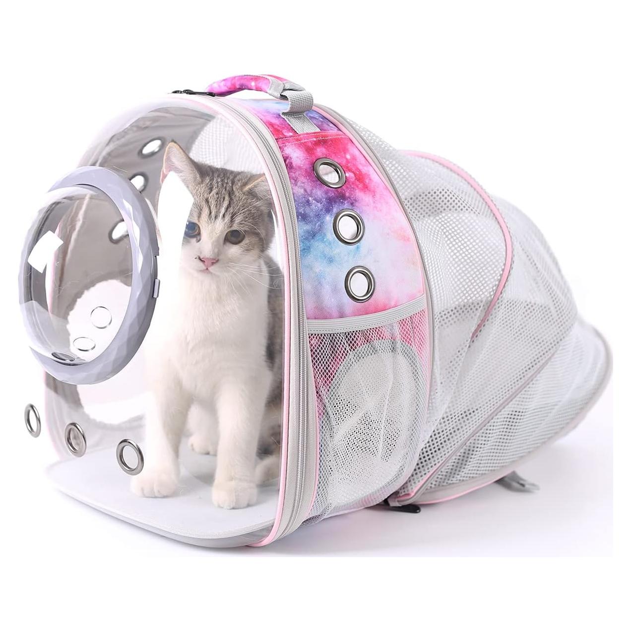 Mochila Transportadora para Gatos Pimoka Rosa Galaxia 30x28x38cm