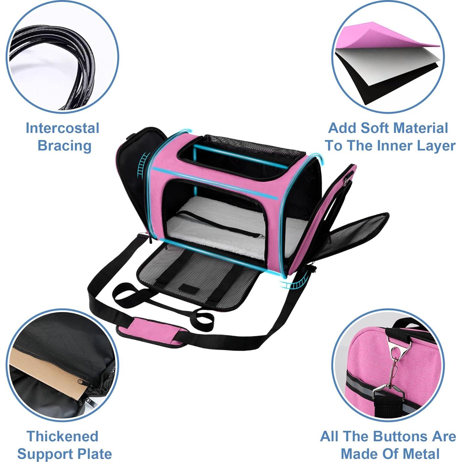 Transportín para Mascotas Soundy Mediano Rosa 6.8 kg