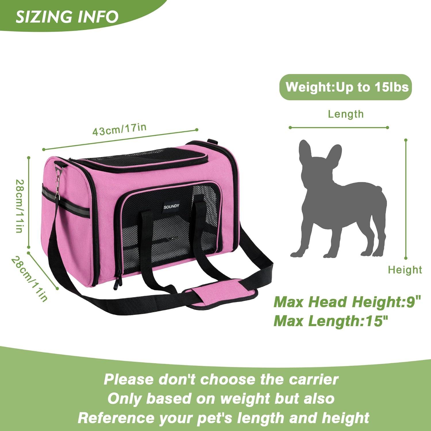 Transportín para Mascotas Soundy Mediano Rosa 6.8 kg