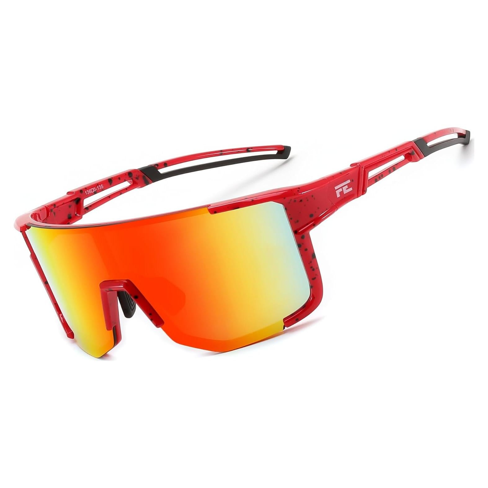 Gafas de Ciclismo FEISEDY UV400 Marco Ligero TR90 Rojo