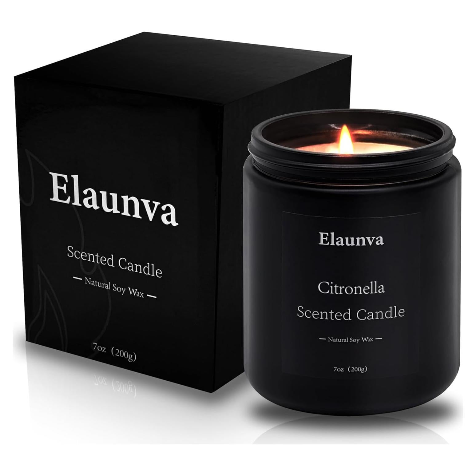 Vela Aromática de Citronela Elaunva 200g - Cera de Soja Natural