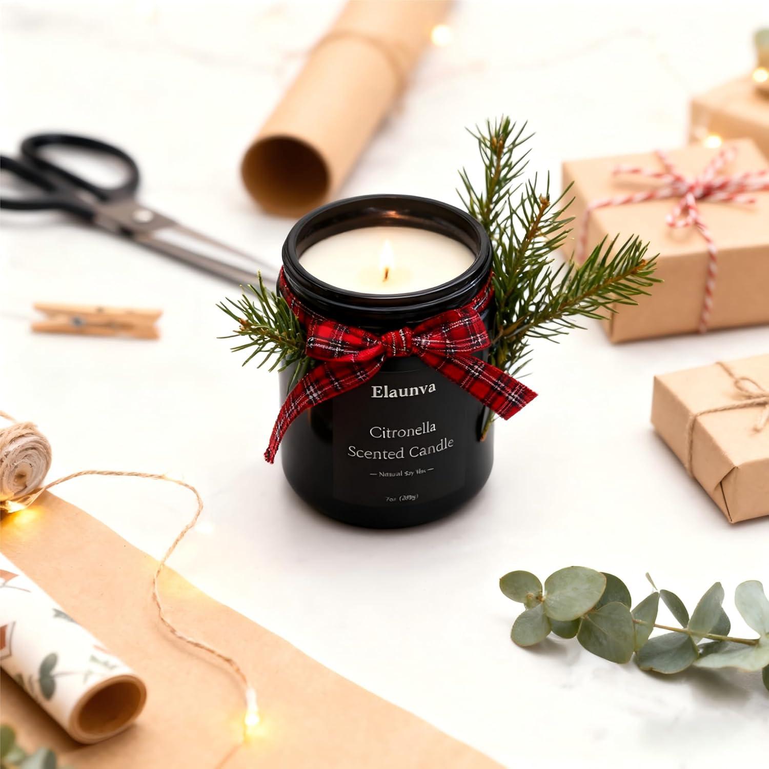 Vela Aromática de Citronela Elaunva 200g - Cera de Soja Natural