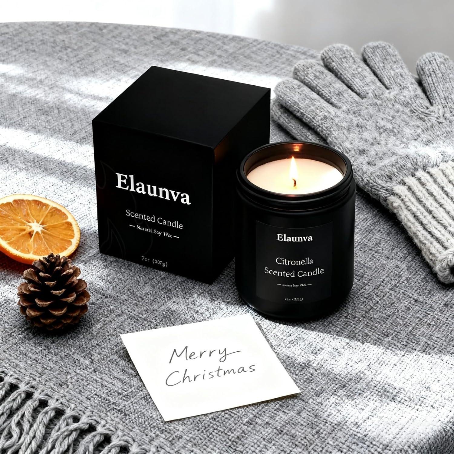 Vela Aromática de Citronela Elaunva 200g - Cera de Soja Natural