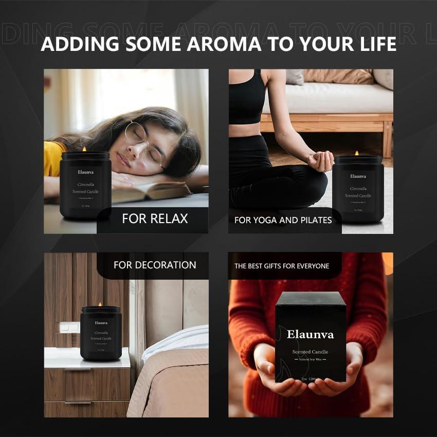 Vela Aromática de Citronela Elaunva 200g - Cera de Soja Natural