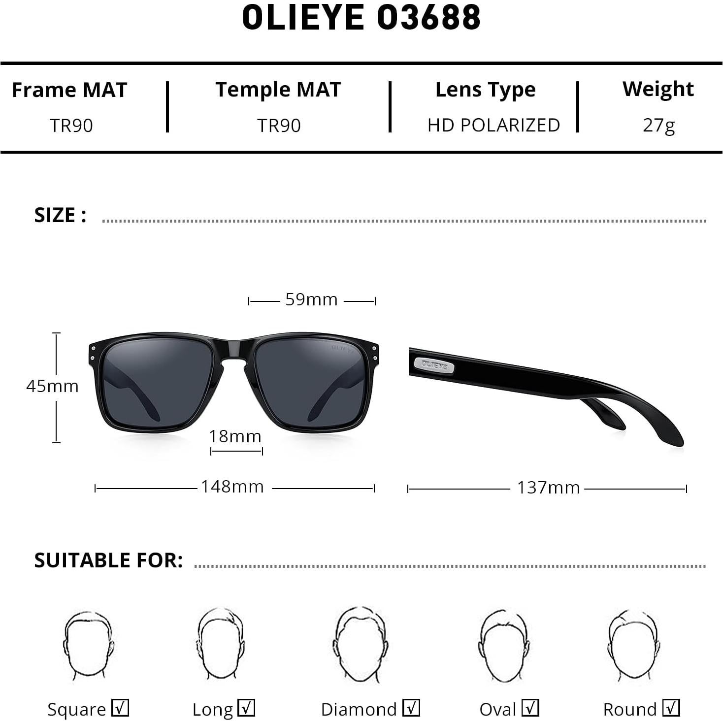 Gafas de sol polarizadas OLIEYE O3688 para hombres