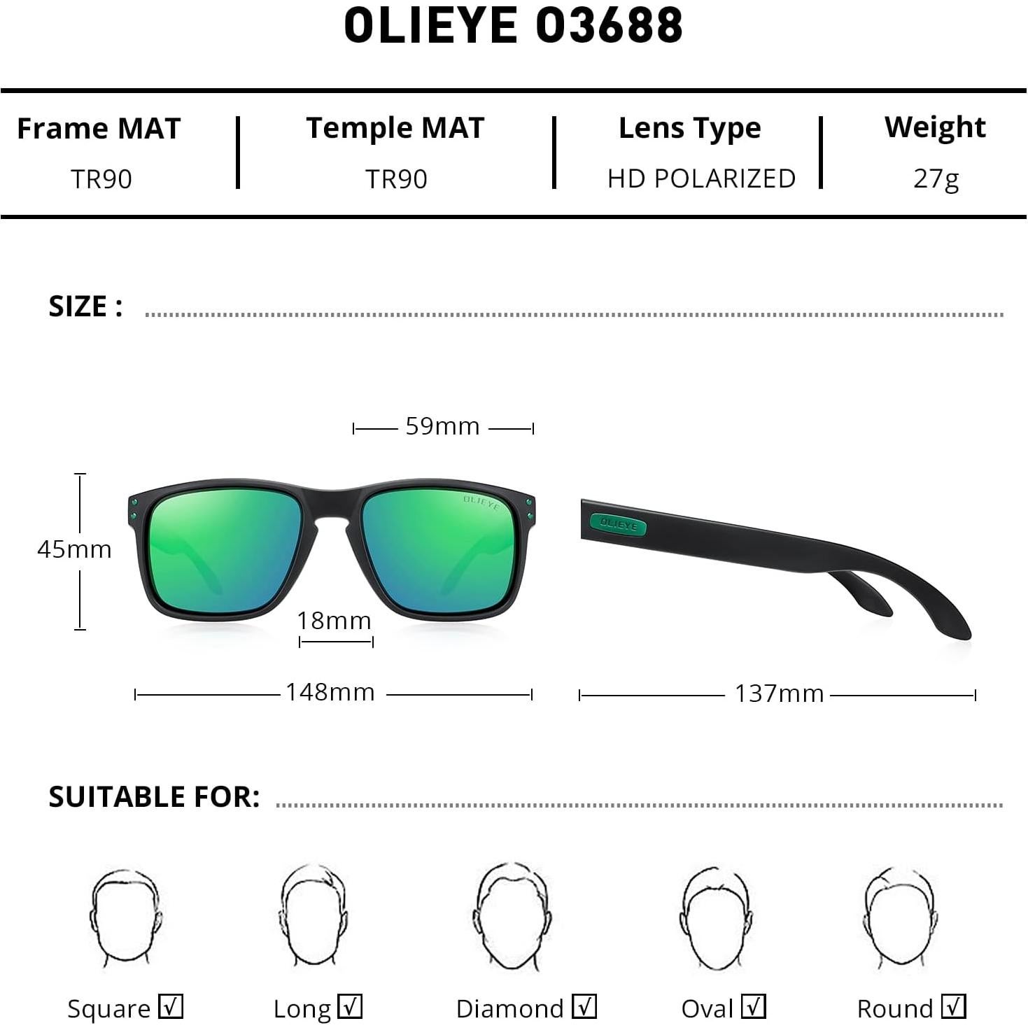 Gafas de sol polarizadas OLIEYE O3688 para hombres