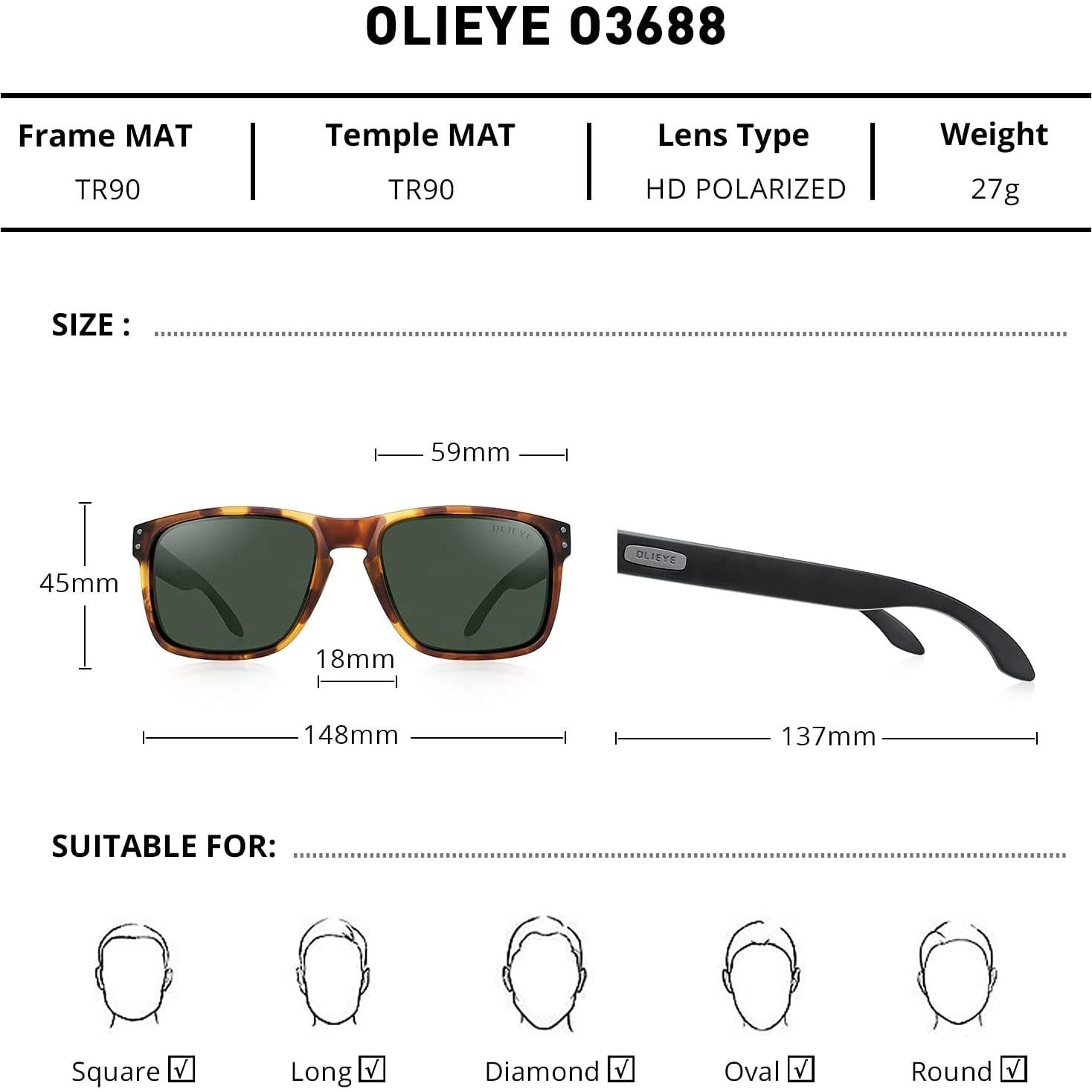 Gafas de sol polarizadas OLIEYE para hombres con estuche