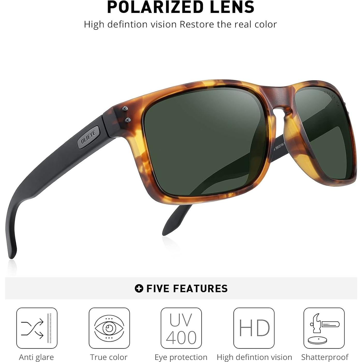 Gafas de sol polarizadas OLIEYE para hombres con estuche