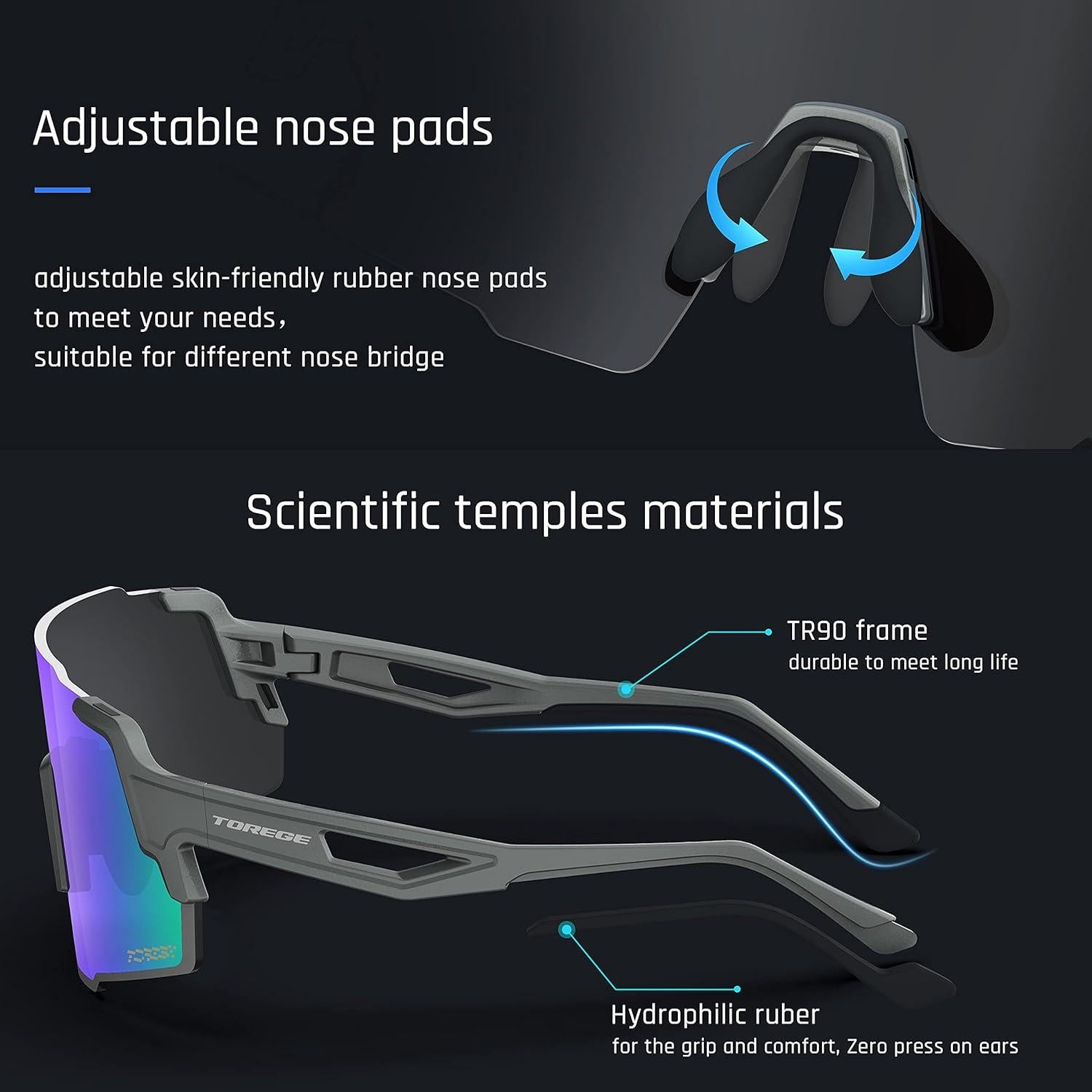 Gafas de Sol Deportivas TOREGE TR65 Polarizadas 3 Lentes