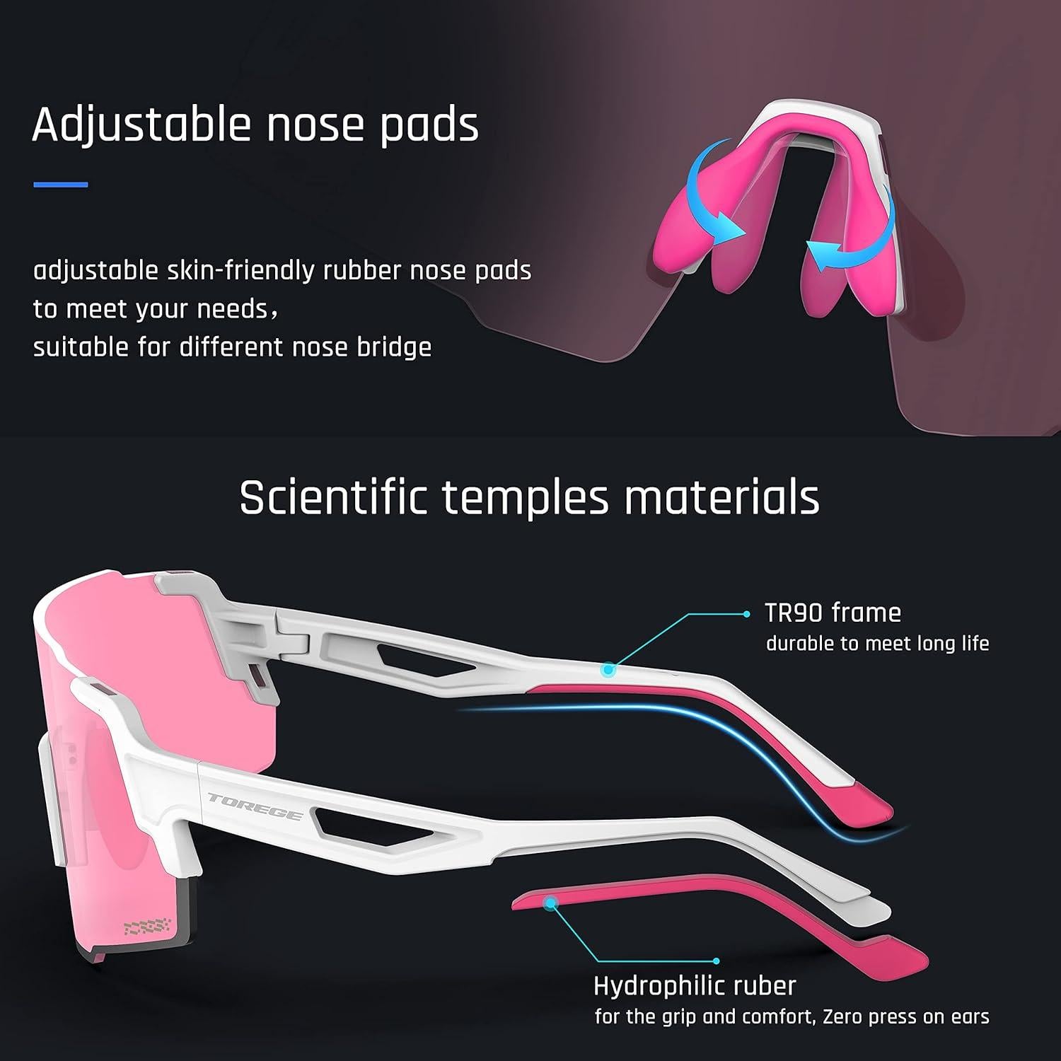 Gafas de sol deportivas TOREGE TR65 con 3 lentes intercambiables