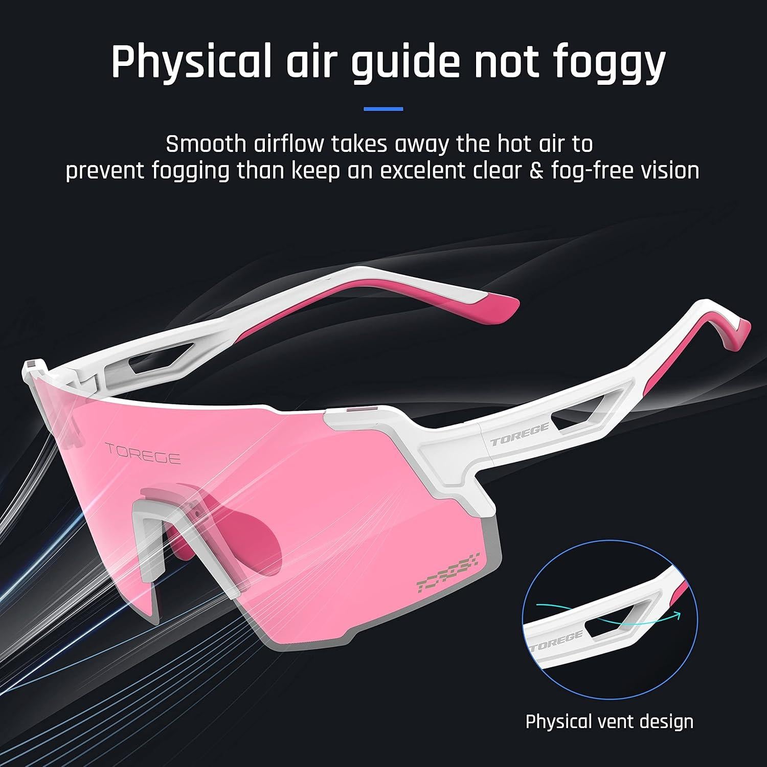 Gafas de sol deportivas TOREGE TR65 con 3 lentes intercambiables