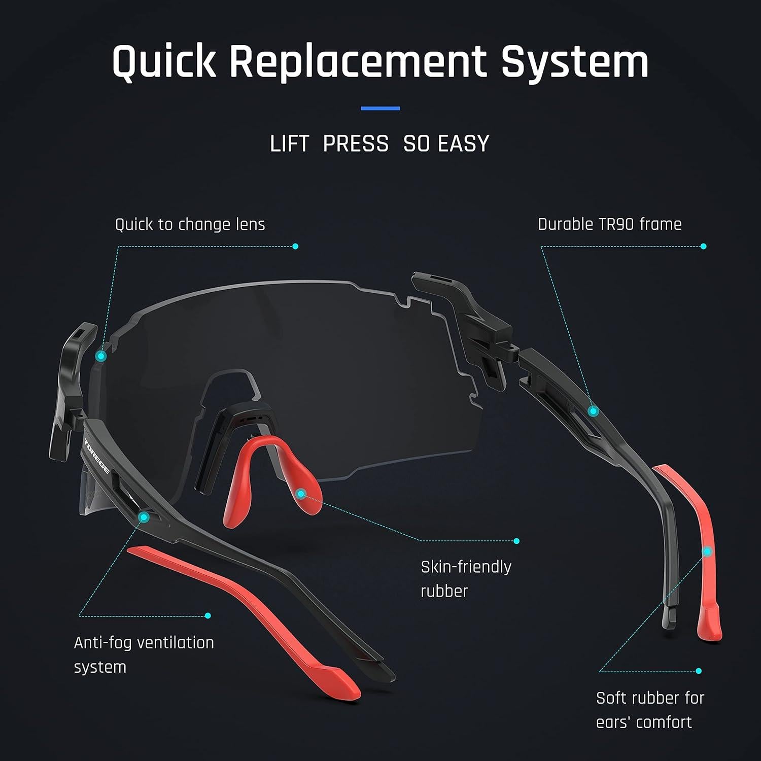 Gafas de Sol Deportivas TOREGE TR65 Polarizadas 3 Lentes