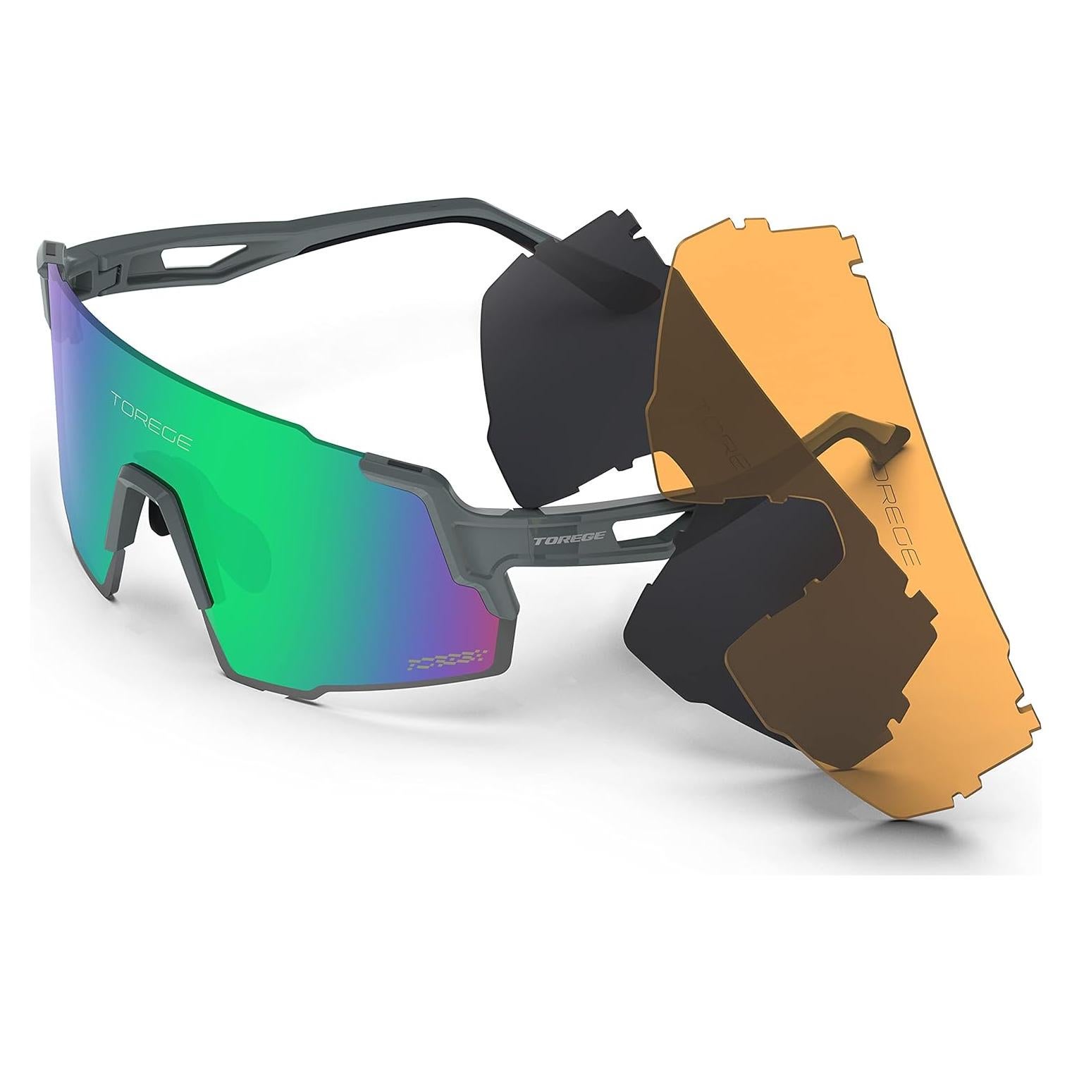 Gafas de sol deportivas TOREGE TR65 con 3 lentes intercambiables
