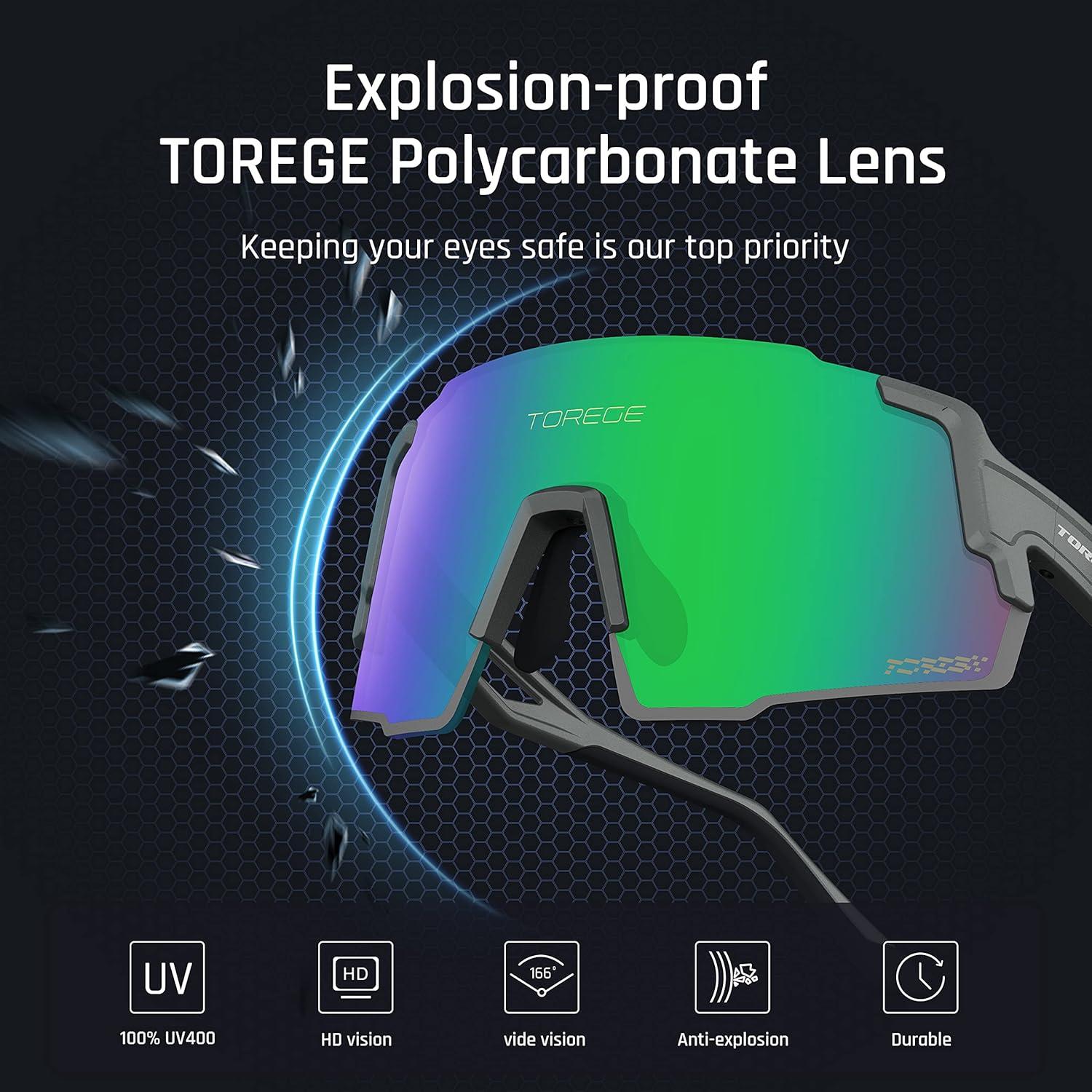 Gafas de sol deportivas TOREGE TR65 con 3 lentes intercambiables