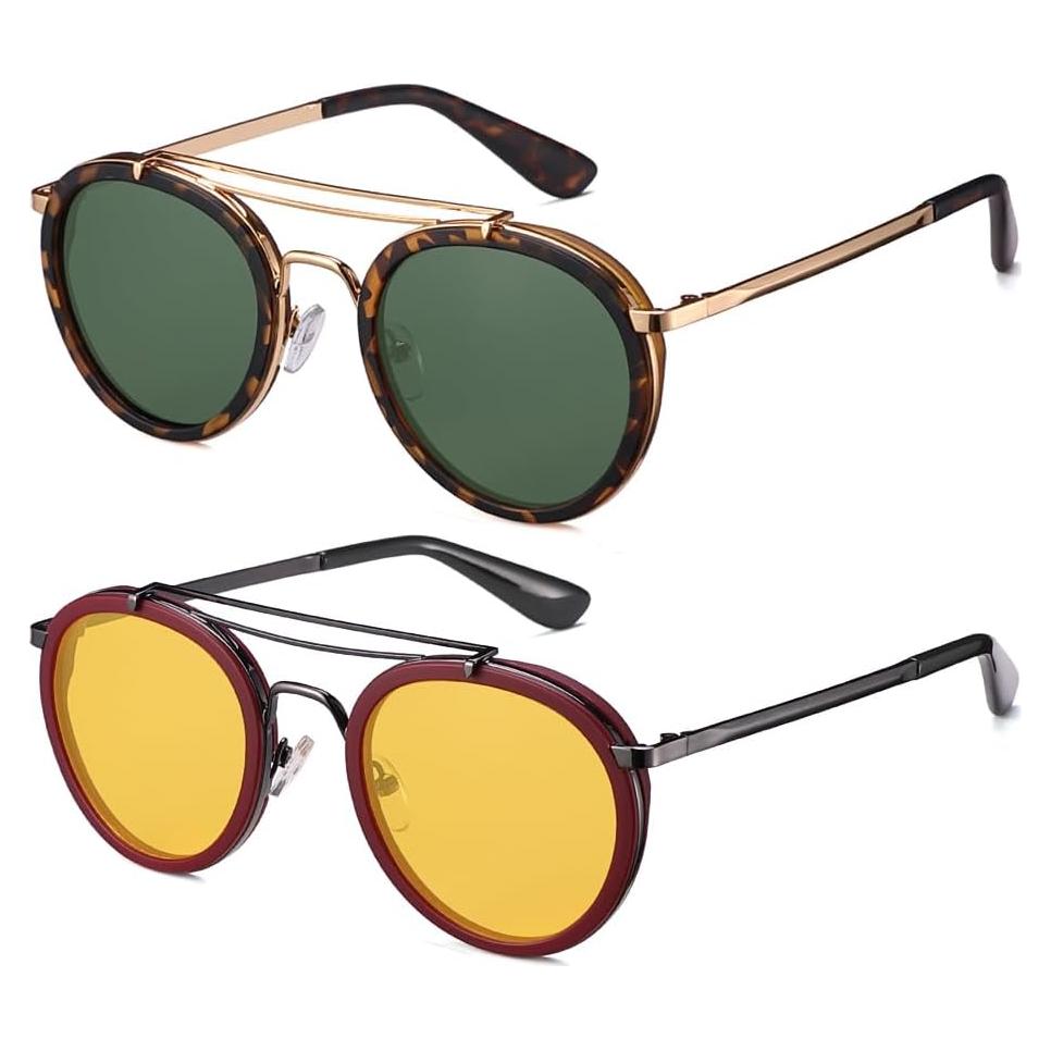 Gafas de sol polarizadas redondas metal vintage unisex