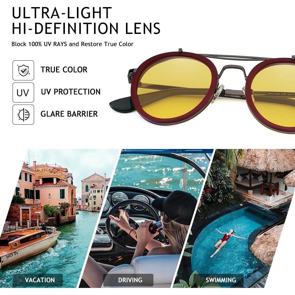 Gafas de sol polarizadas redondas metal vintage unisex