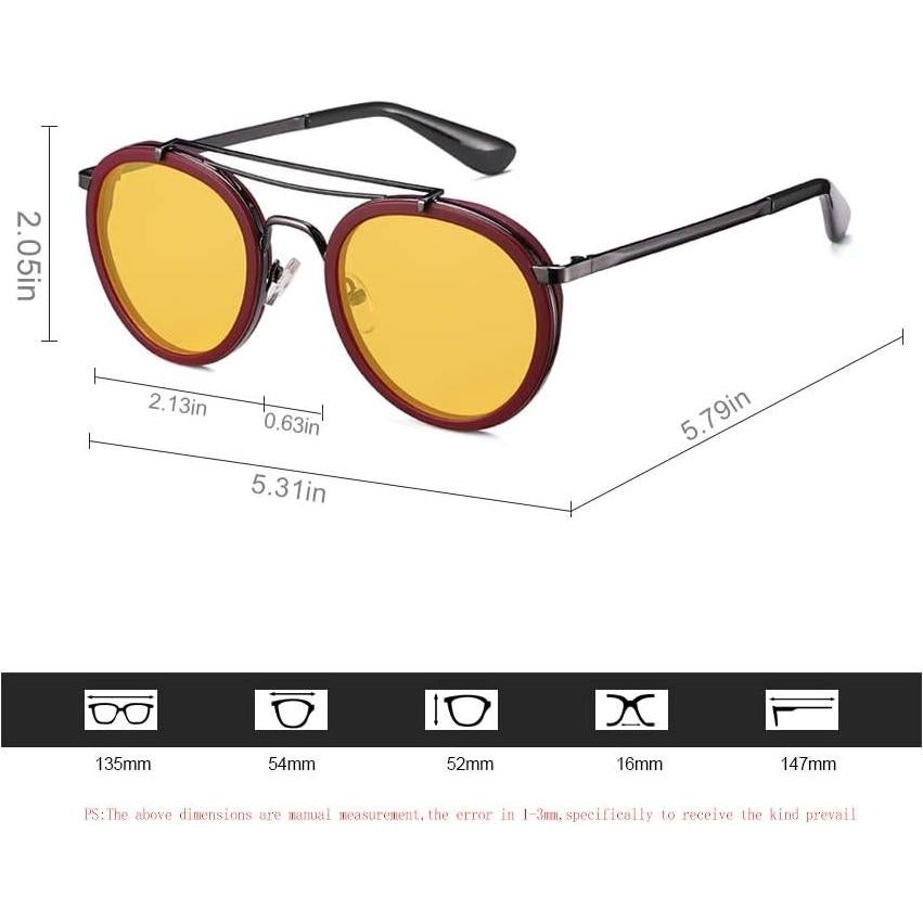 Gafas de sol polarizadas redondas metal vintage unisex