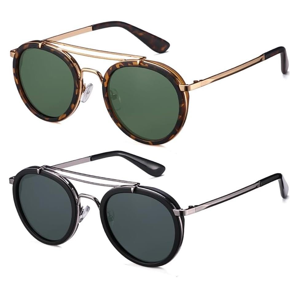 Gafas de sol polarizadas redondas metal vintage unisex