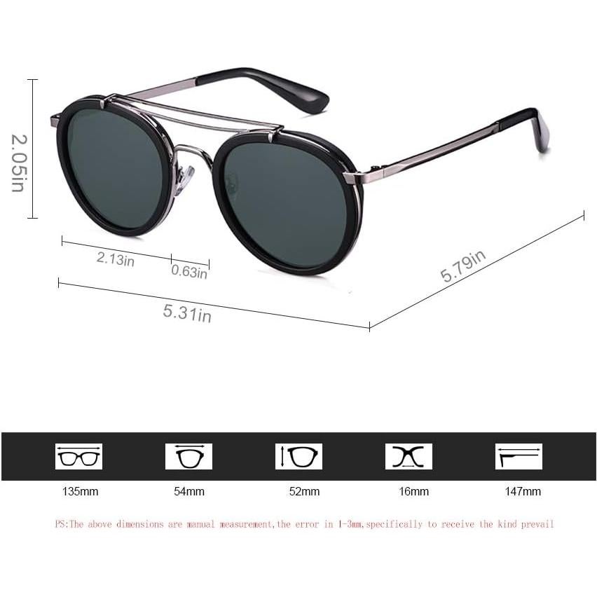 Gafas de sol polarizadas redondas metal vintage unisex