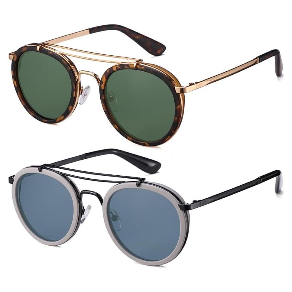 Gafas de sol polarizadas redondas metal vintage unisex