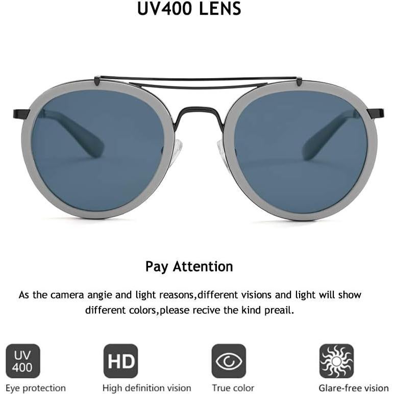 Gafas de sol polarizadas redondas metal vintage unisex