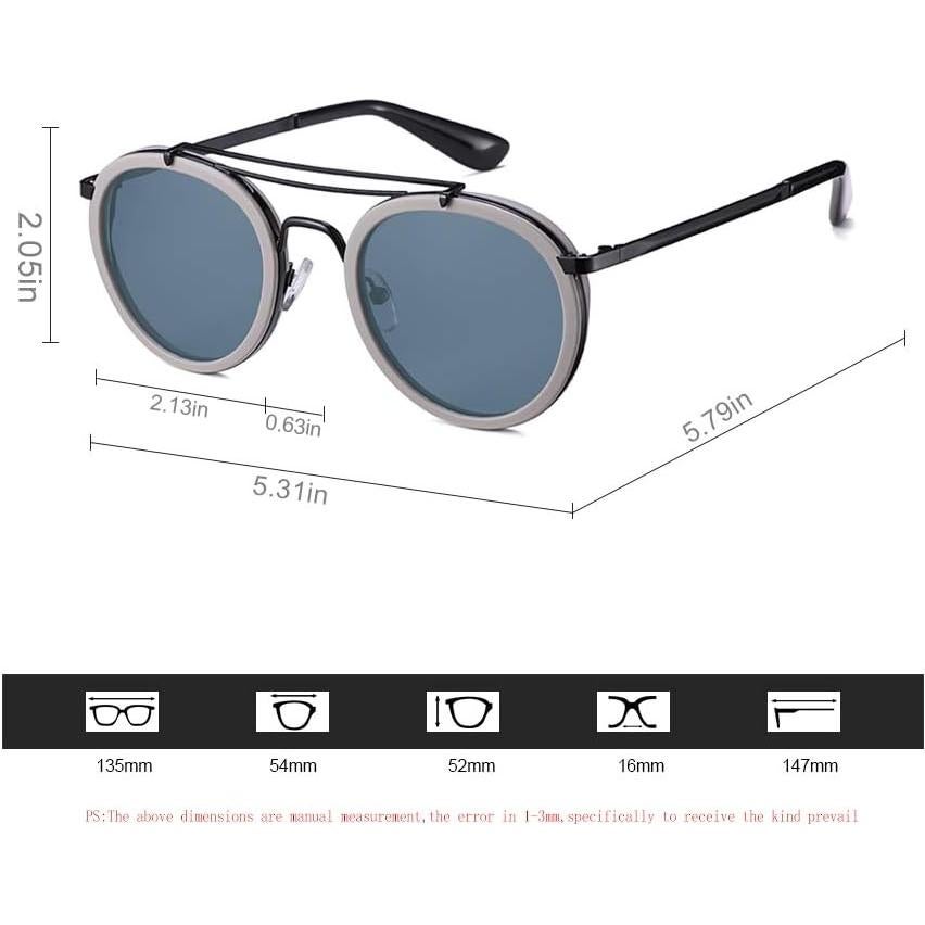 Gafas de sol polarizadas redondas metal vintage unisex