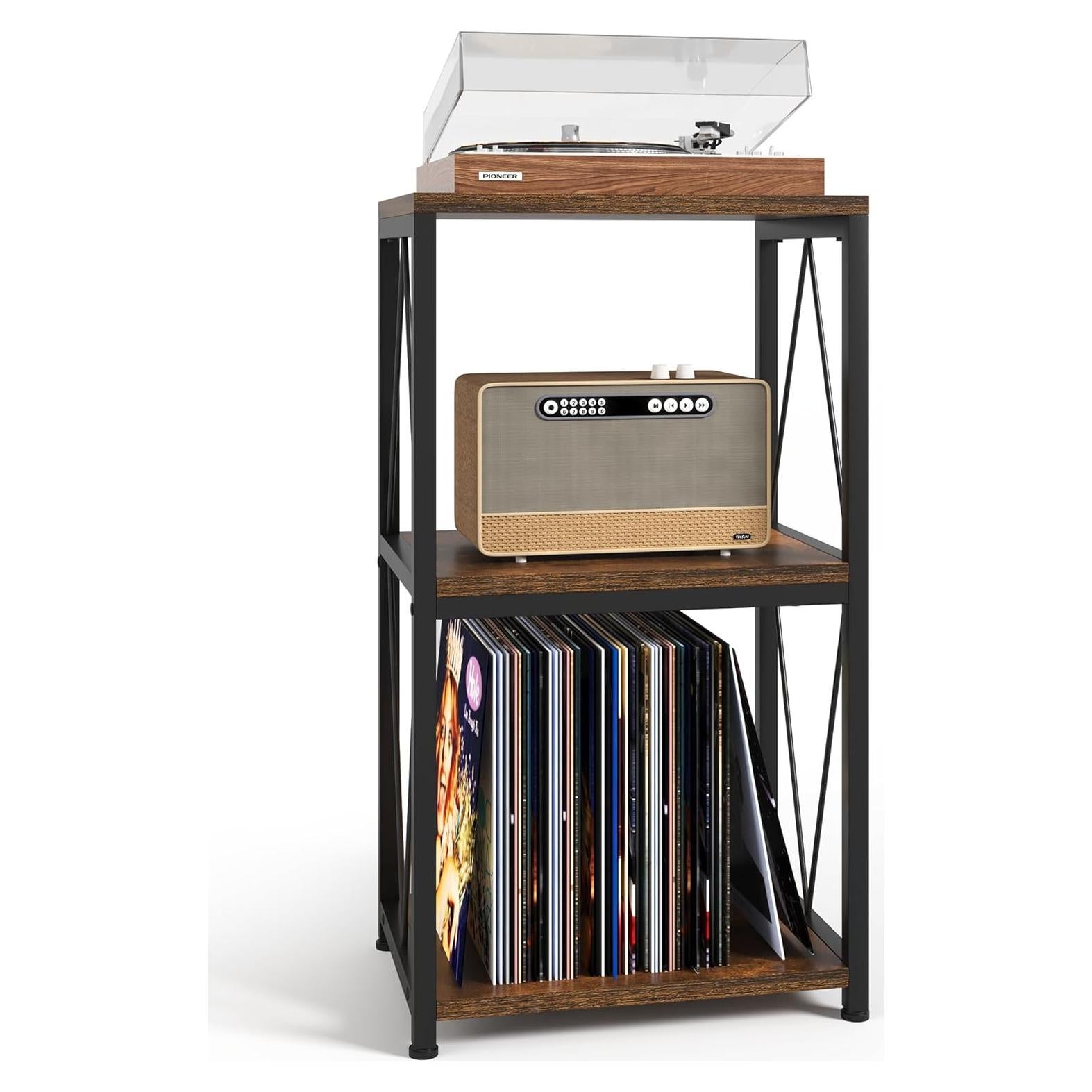 Soporte para Tocadiscos Y&M 3 Niveles Marrón Rústico