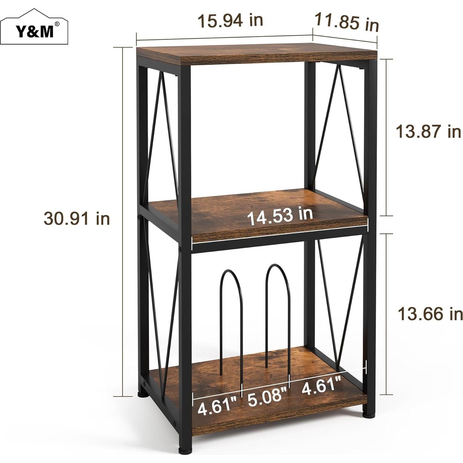Soporte para Tocadiscos Y&M 3 Niveles Marrón Rústico
