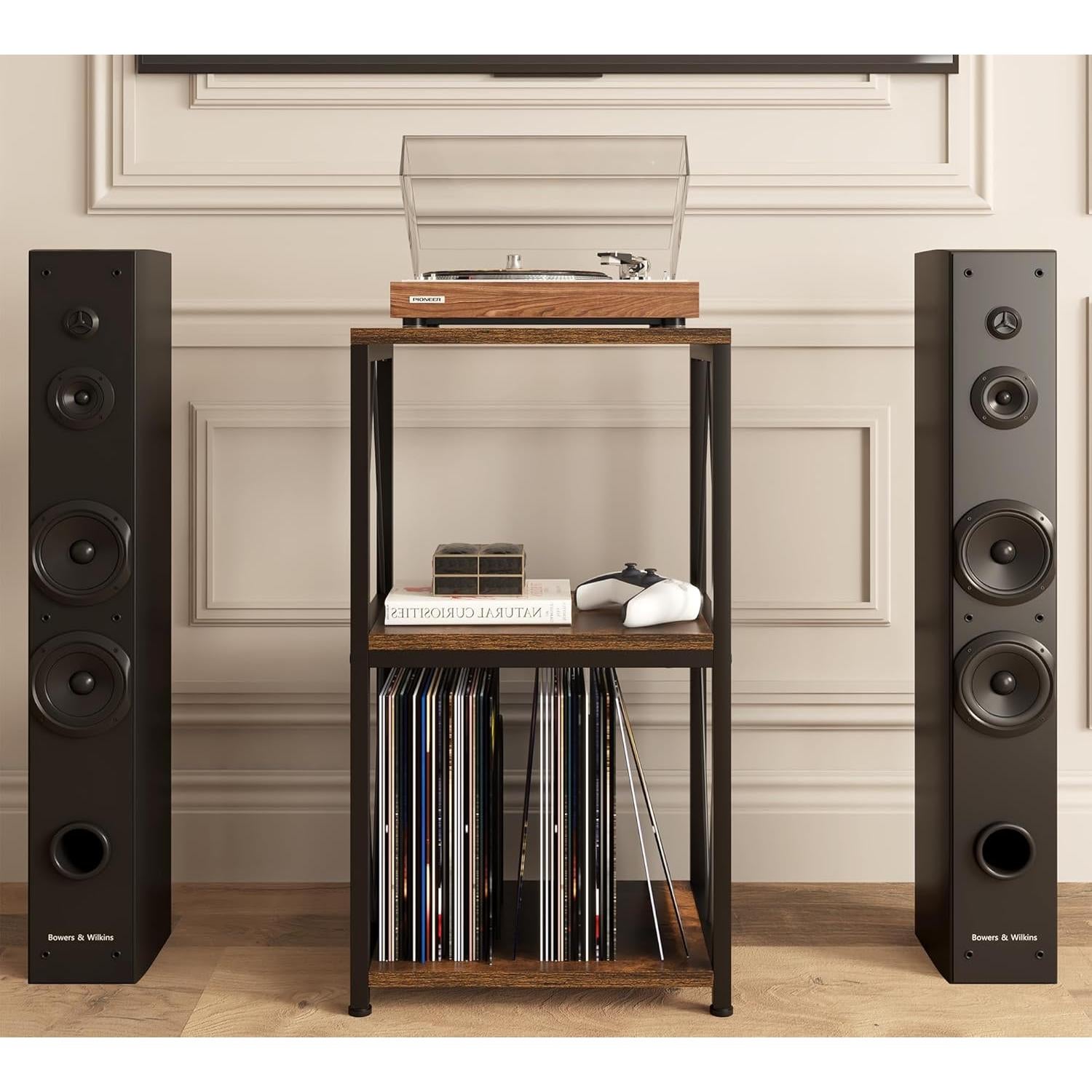 Soporte para Tocadiscos Y&M 3 Niveles Marrón Rústico