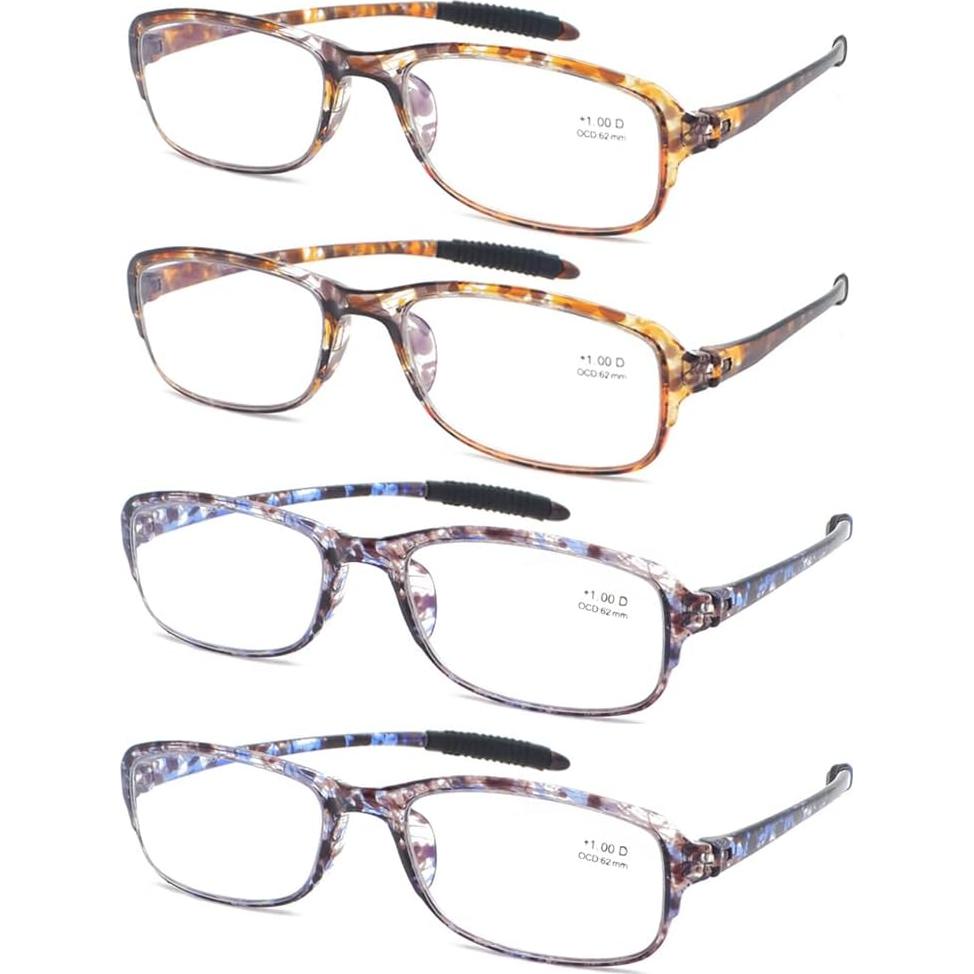 Computer Blue Light Blocking Reading Glasses(Flexible and Lightweight) UV Protection Readers Anti Eyestrain for Women Men (4 Tortoise, 2.75, multiplier_x)