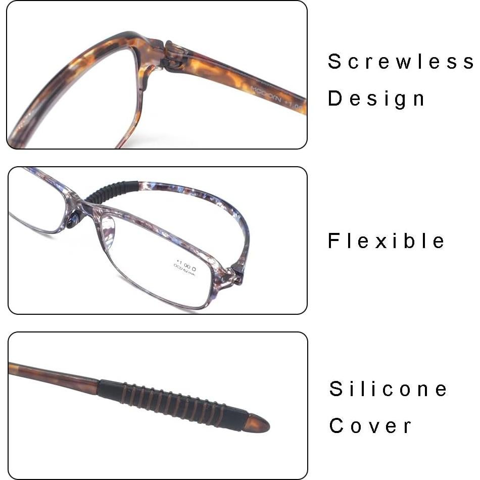Computer Blue Light Blocking Reading Glasses(Flexible and Lightweight) UV Protection Readers Anti Eyestrain for Women Men (4 Tortoise, 2.75, multiplier_x)