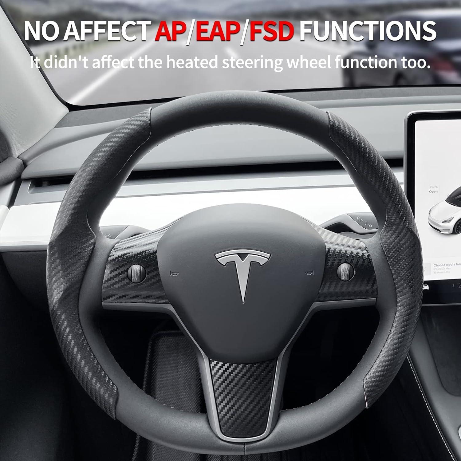 Cubierta de Volante Uxcer para Tesla Model 3/Y 2017-2024, Fibra de Carbono