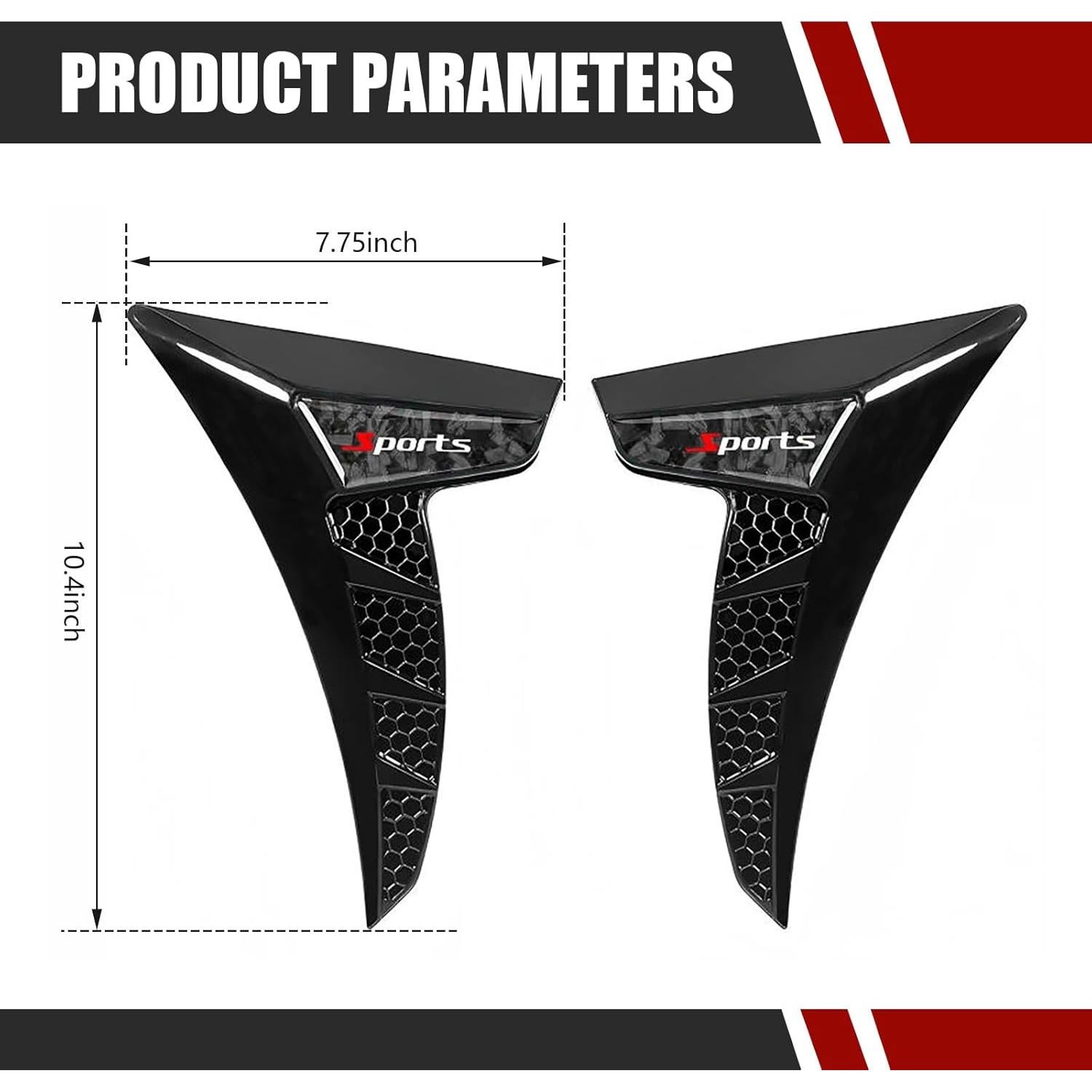 Calcomanías de Ventilación Lateral MOXRUQ 2PCS Negro