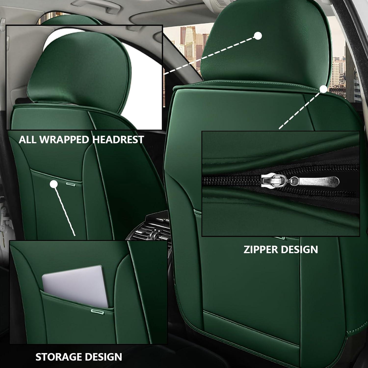 Fundas de Asiento Iceleather para Saab 9-3 1999-2011, Juego Frontal Negro y Verde