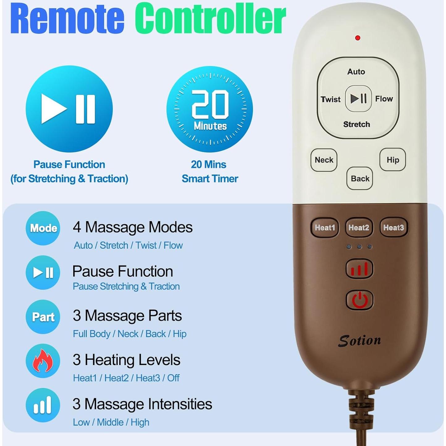 Alfombrilla de Masaje Sotion HY-8639 con Calefacción y Estiramiento