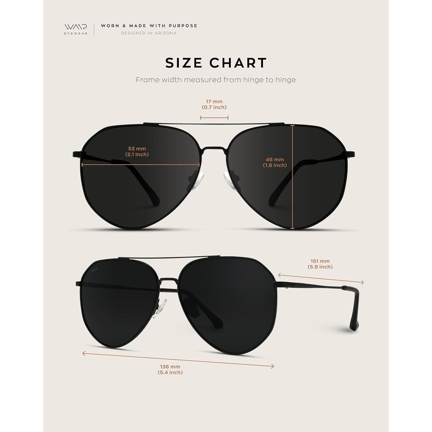 WearMe Pro - Gafas de sol aviador polarizadas marrón