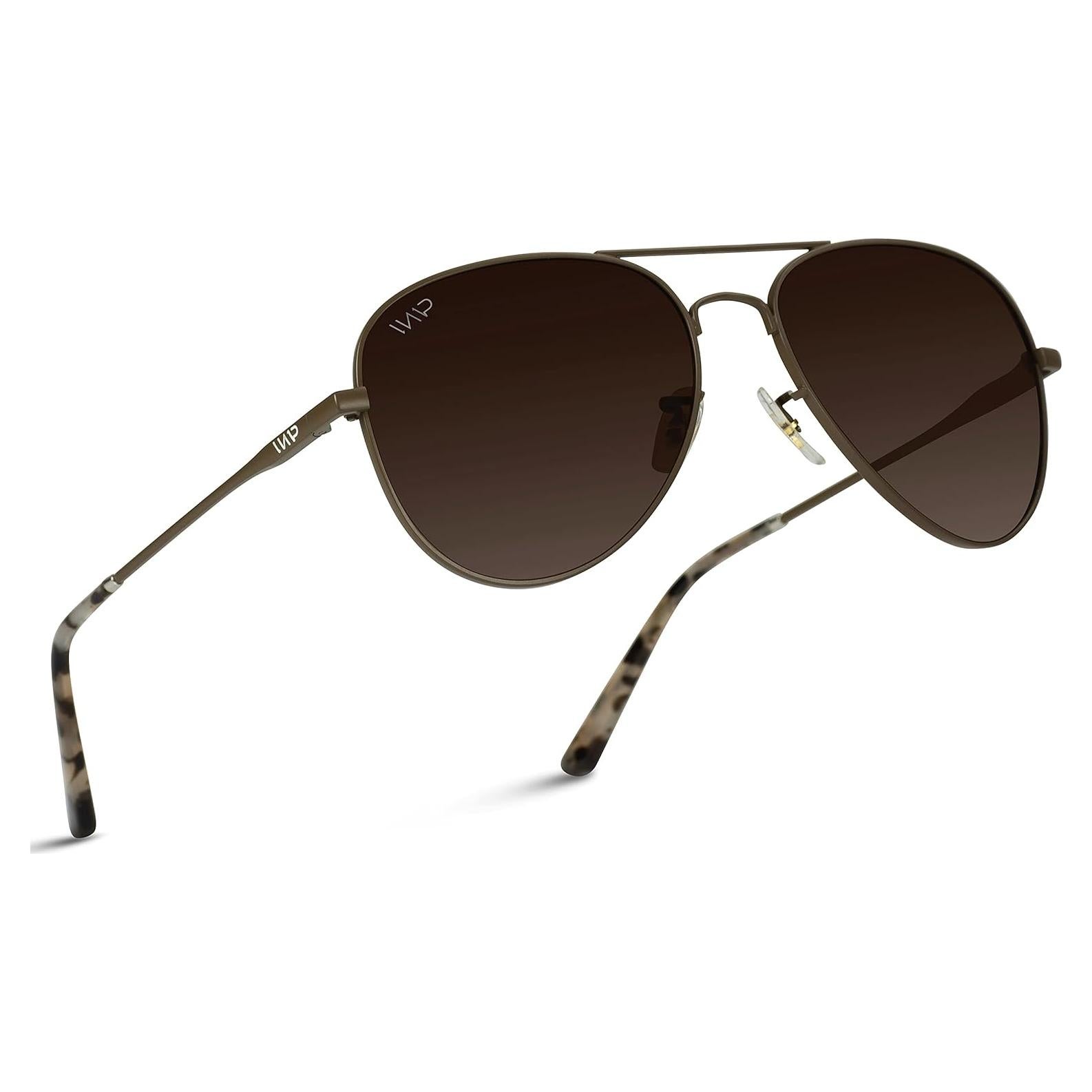 WearMe Pro - Gafas de sol aviador polarizadas marrón