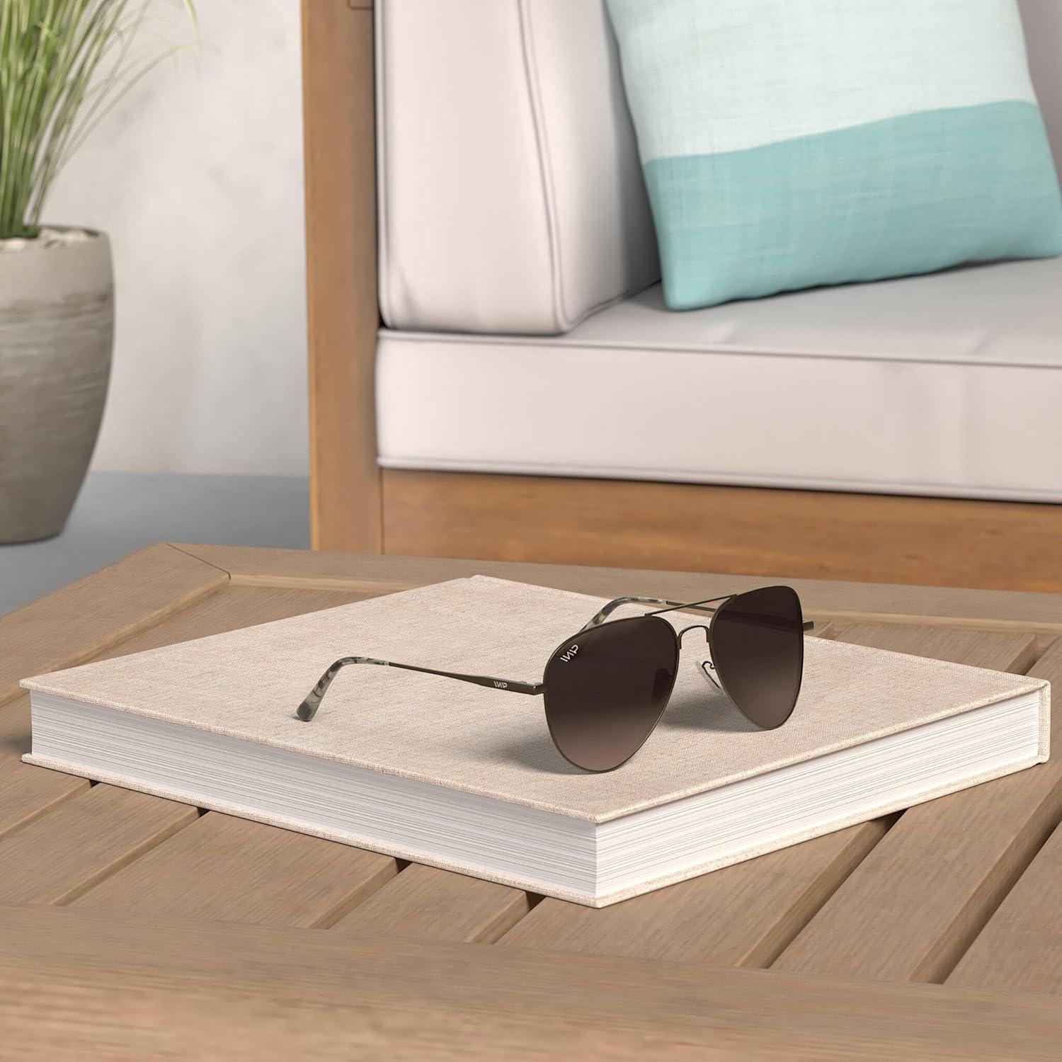 WearMe Pro - Gafas de sol aviador polarizadas marrón