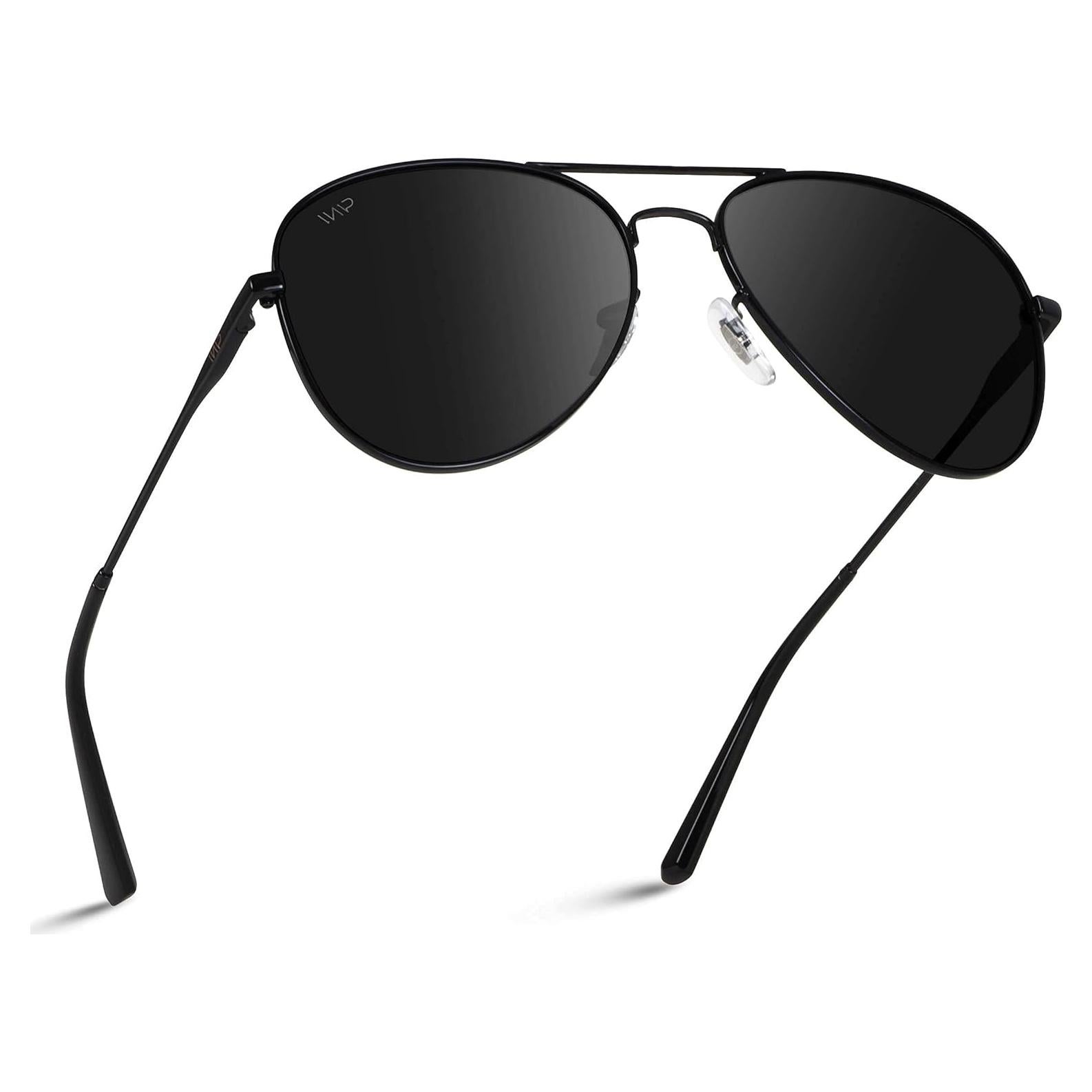 WearMe Pro - Gafas de sol aviador polarizadas negras