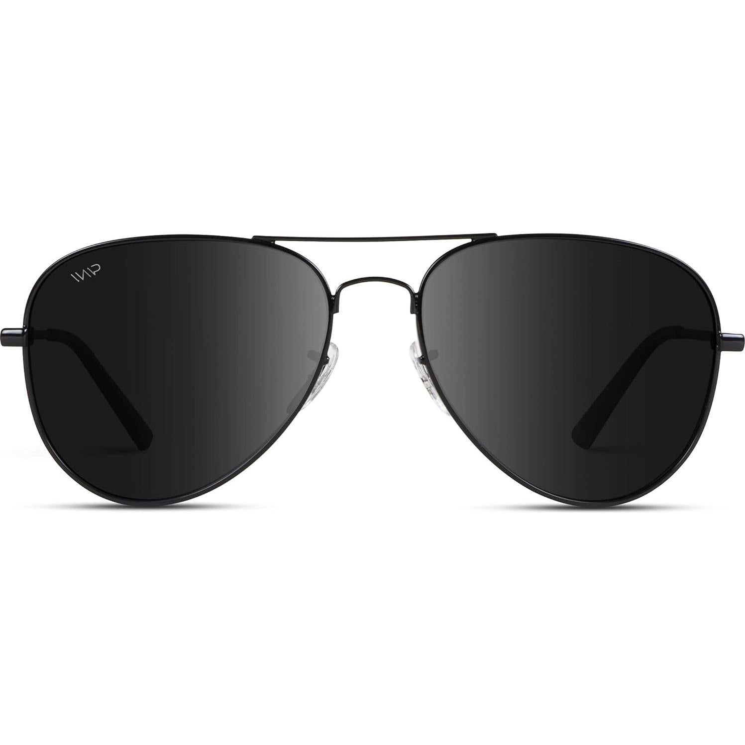 WearMe Pro - Gafas de sol aviador polarizadas negras