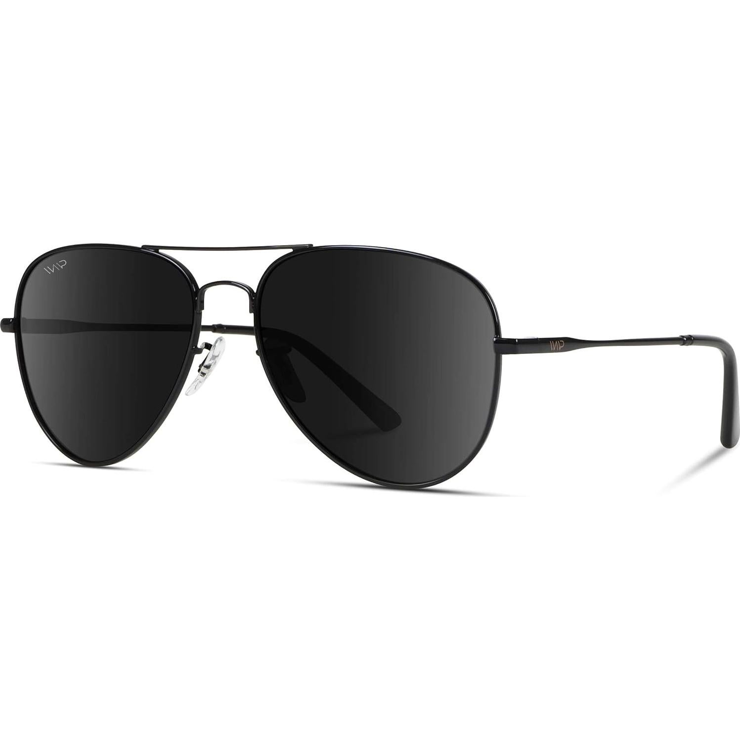 WearMe Pro - Gafas de sol aviador polarizadas negras