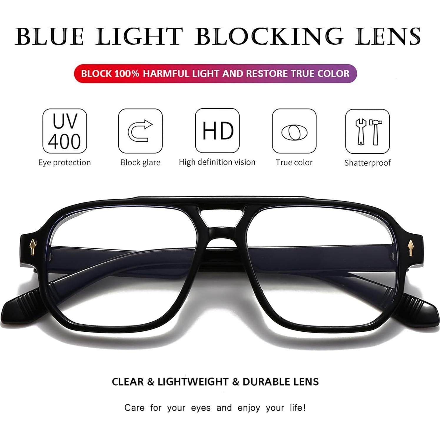 Gafas bloqueadoras luz azul PORADAY retro unisex 15.49x5.99cm