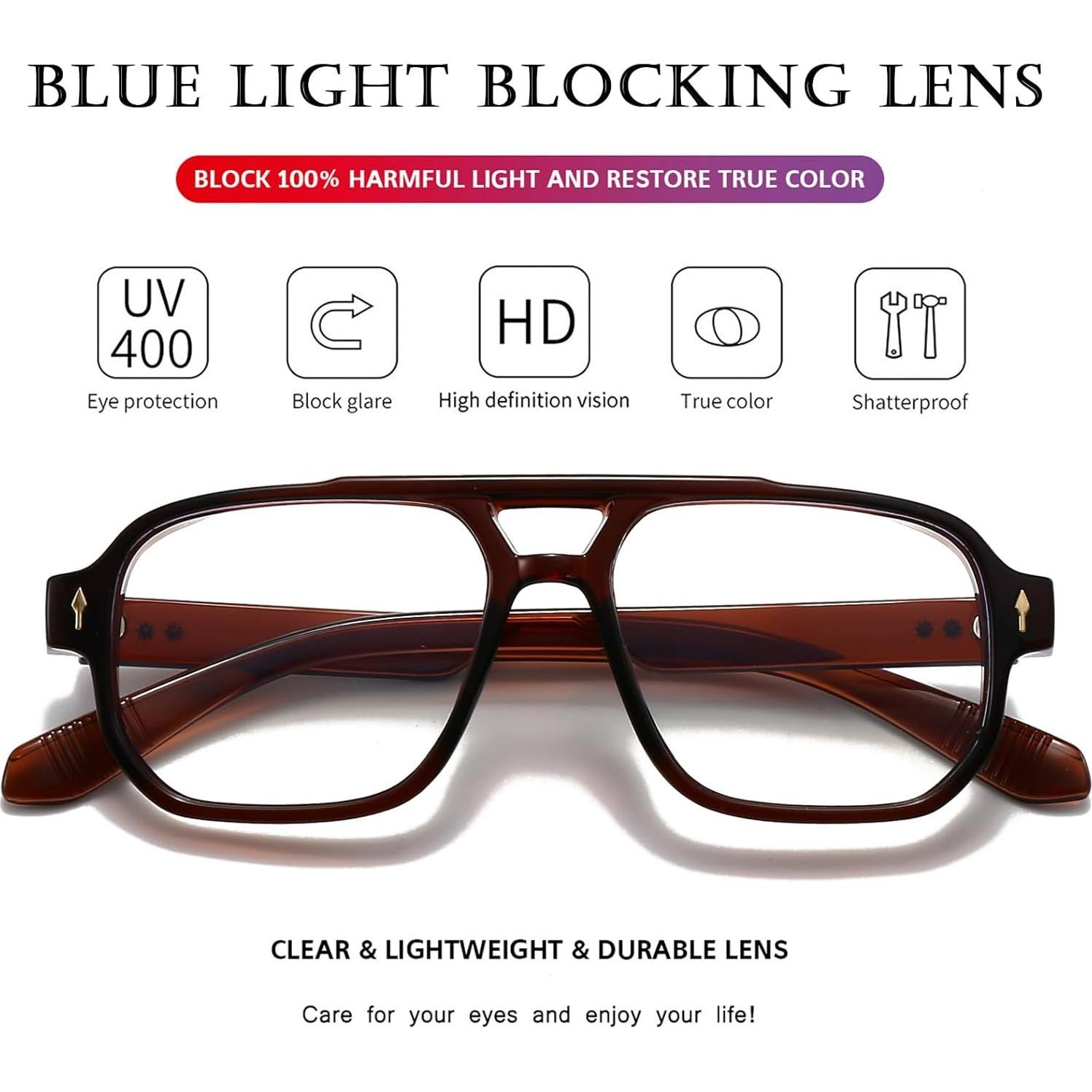 Gafas bloqueadoras luz azul PORADAY retro unisex 15.49x5.99cm